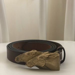 Vintage Ralph Lauren Leather Belt w/ Horse Buckle